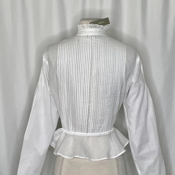 NWT!! J. CREW Lace Trim Cinched-Waist Cotton Voile White Top Blouse Medium - Picture 10 of 16